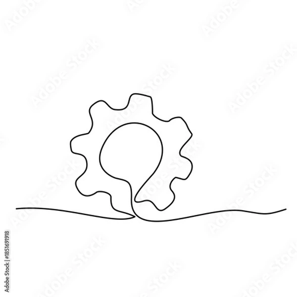 Obraz One Line Drawing Gear Wheel