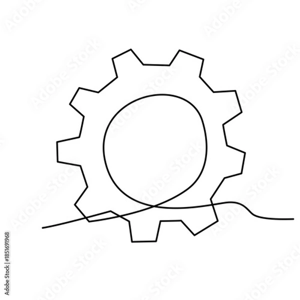 Obraz One Line Drawing Gear Wheel