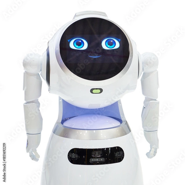 Fototapeta Presentation communication robot isolated on transparent