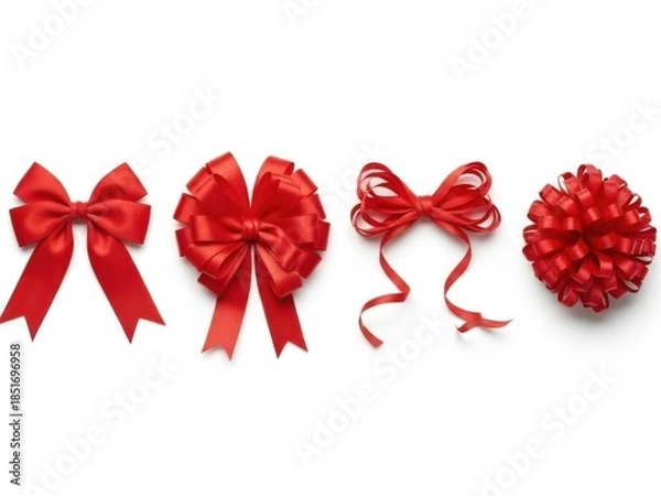 Obraz Four red bows isolated on white background