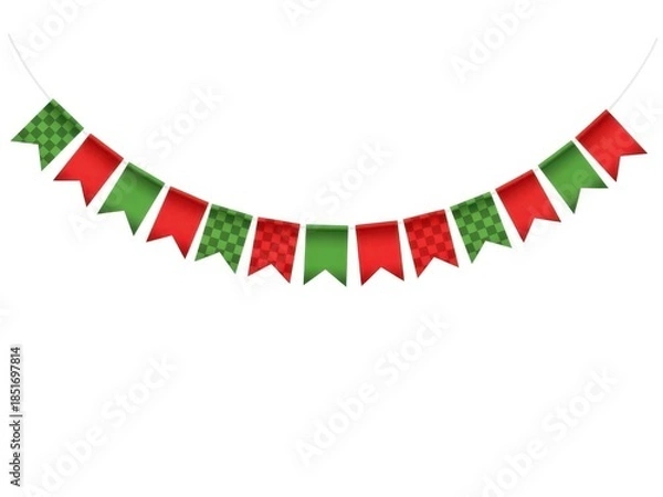 Obraz Christmas pennant banner isolated on white background