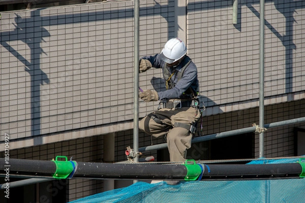 Obraz マンション解体現場の作業員