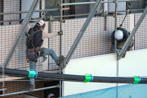 Obraz マンション解体現場の作業員