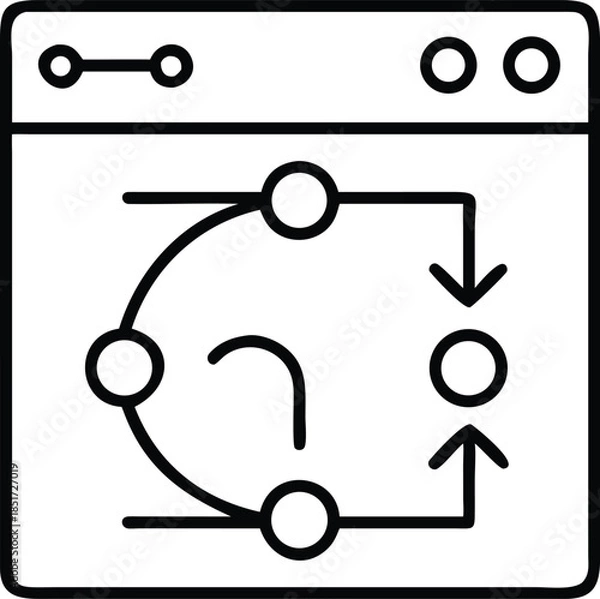 Fototapeta Browser window with workflow diagram icon web page