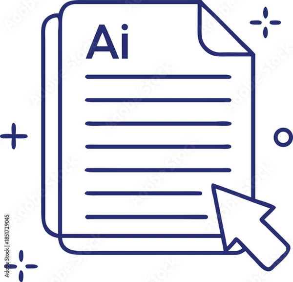 Fototapeta Document with Ai and Cursor Icon Keywords: document, file, Ai, Adobe Illustrator, cursor, mouse