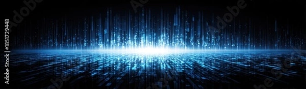 Obraz Abstract blue light effect with vertical lines and glowing element backdrop