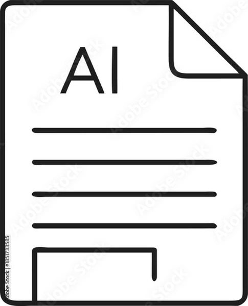 Fototapeta Document with AI text and lines paper artificial intelligence