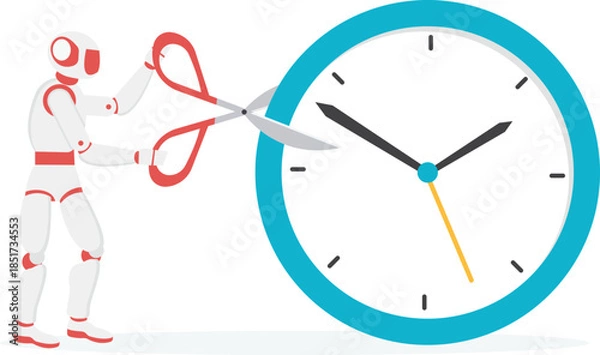 Fototapeta  Robot Replacing Humans and Cutting Down Resources 
