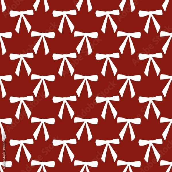 Fototapeta seamless pattern with Cute White Bow Pattern on red background