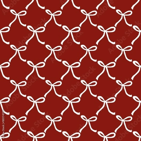 Fototapeta seamless pattern with mini Bow White Ribbon 
