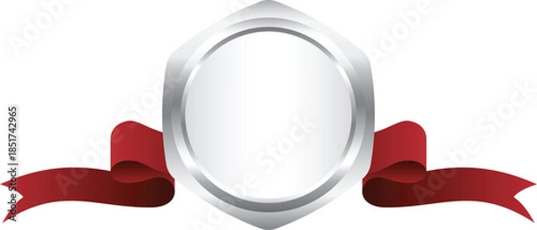 Fototapeta Silver Rounded Hexagon Medal Illustration. Mockup and Template Design.