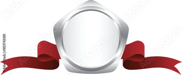 Obraz Silver Pentagon Medallion Graphic. Mockup and Template Design.