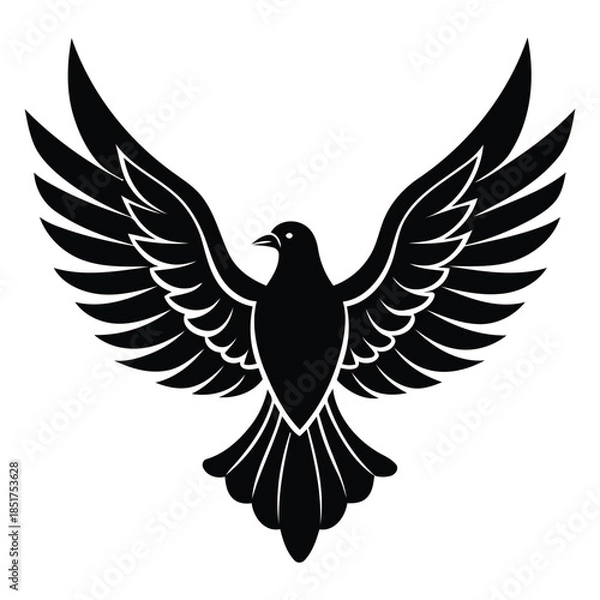 Obraz Dove with wings silhouette vector illustration