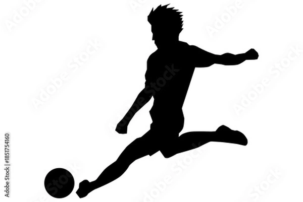 Obraz サッカー選手のキックシルエットベクターイラスト