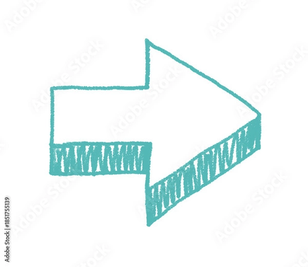 Obraz 手描きでゆるい感じの立体的な矢印イラスト　水色