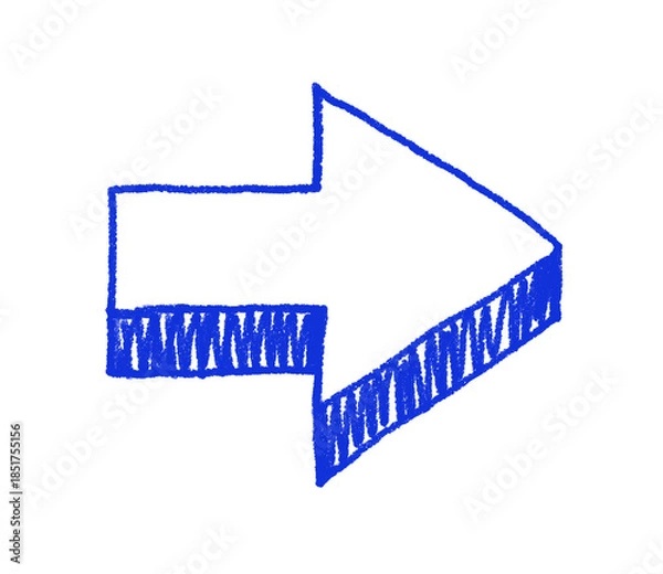 Obraz 手描きでゆるい感じの立体的な矢印イラスト　青