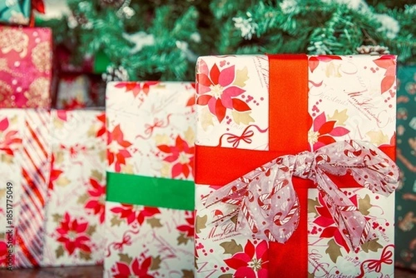 Obraz クリスマスイメージ、たくさんのプレゼント箱