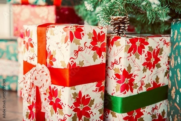 Obraz クリスマスイメージ、たくさんのプレゼント箱