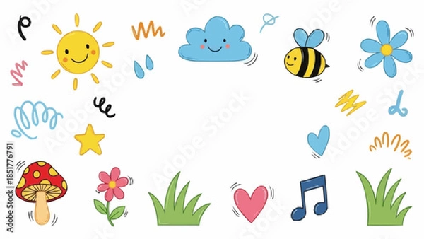 Fototapeta Cute Cartoon Elements for Childrens Designs.