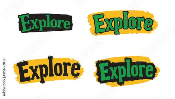 Obraz Four stylized "Explore" text graphics on white background.