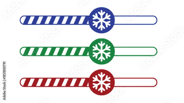 Obraz Three progress bars with snowflakes and striped segments.
