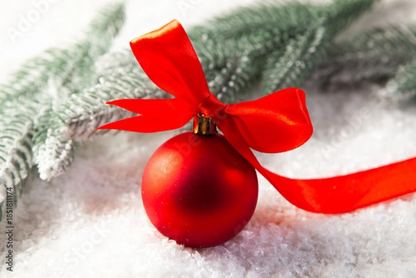 Obraz christmas ball with red decoration.