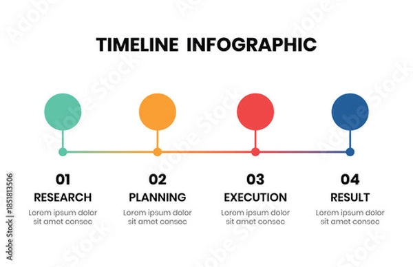 Obraz 4 Step Business Timeline Infographic for Process and Workflow Presentation