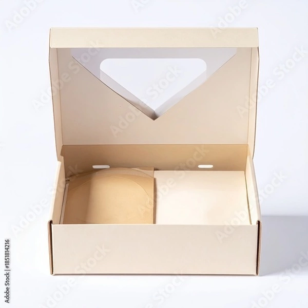 Obraz Light beige cardboard box, open, with inserts