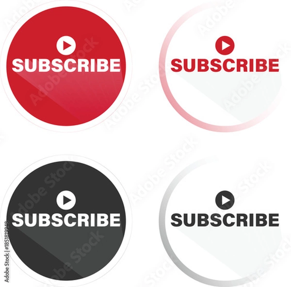 Obraz Round 3D subscribe button set design with play icon