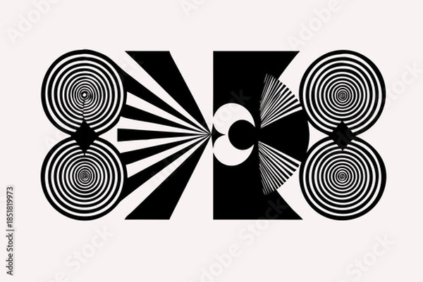 Obraz Striking optical art composition with concentric circles and radiating geometric patterns