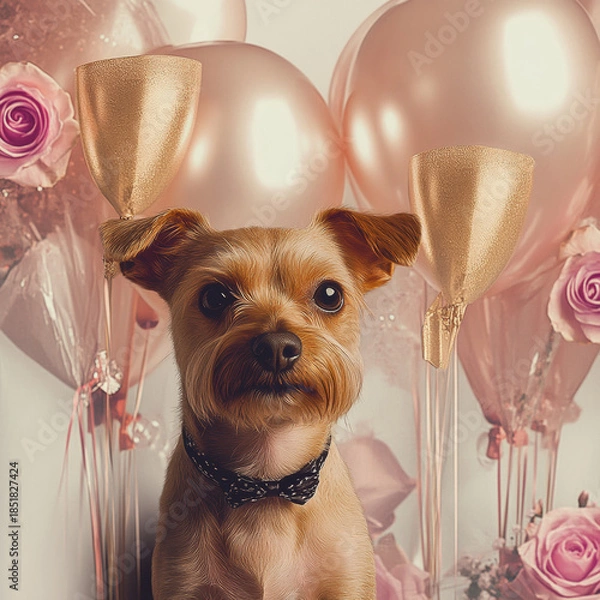 Obraz champagne celebrating dog