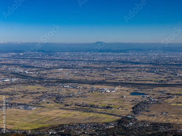 Obraz 小倉山展望台から望む濃尾平野（ドローンによる空撮）