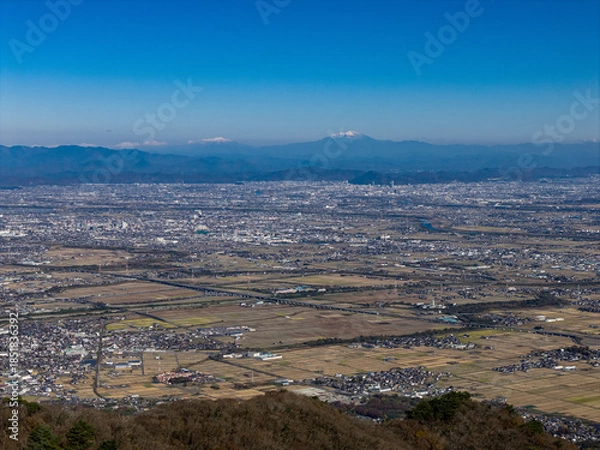 Obraz 小倉山展望台から望む濃尾平野（ドローンによる空撮）
