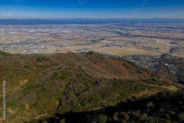 Obraz 小倉山展望台から望む濃尾平野（ドローンによる空撮）