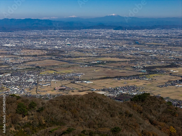 Obraz 小倉山展望台から望む濃尾平野（ドローンによる空撮）
