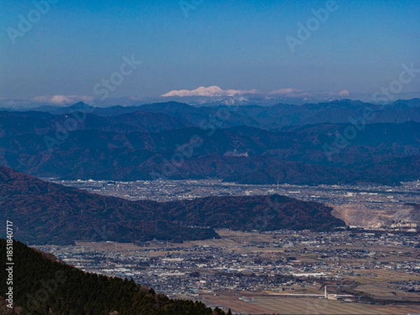 Obraz 小倉山展望台から望む濃尾平野（ドローンによる空撮）