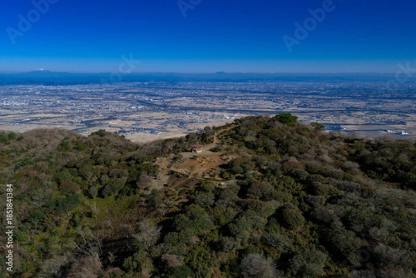 Obraz 小倉山展望台から望む濃尾平野（ドローンによる空撮）