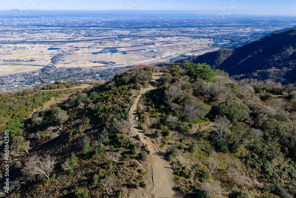 Obraz 小倉山展望台から望む濃尾平野（ドローンによる空撮）