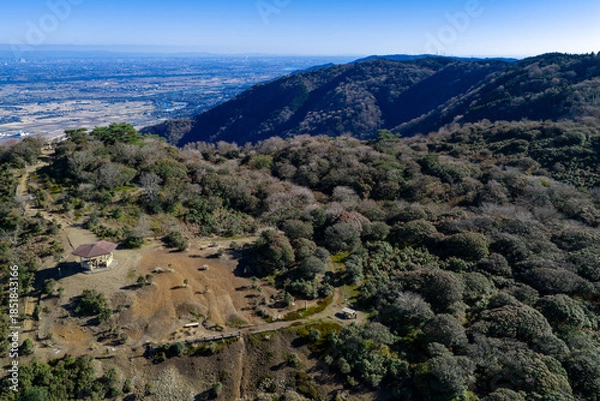 Obraz 小倉山展望台から望む濃尾平野（ドローンによる空撮）