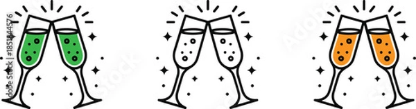 Obraz Champagne glasses clinking icon