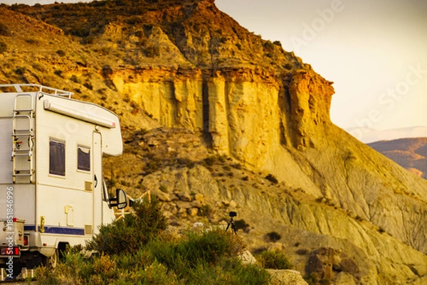 Fototapeta Caravan in Tabernas desert, Spain