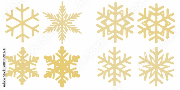 Obraz Golden snowflakes arranged in a grid showcasing delicate winter patterns