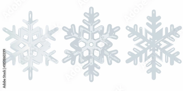 Obraz Three delicate white snowflakes displayed in a simple minimalistic arrangement