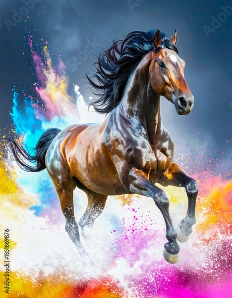 Fototapeta The transformation of a horse photograph into a stunning work of art using the Watercolor Effect. These realistic watercolor textures, soft brush strokes, and artistic color blends recreate the charm 