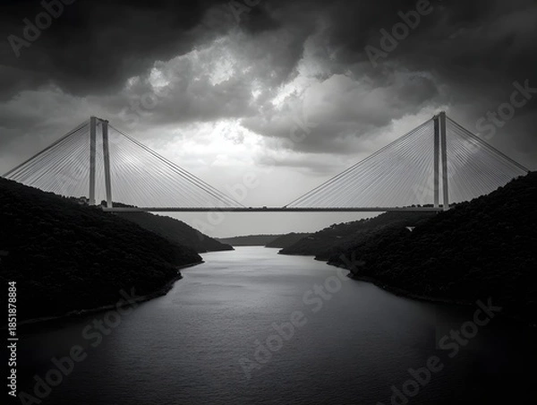 Obraz Bridge Over Water Under Dramatic Sky