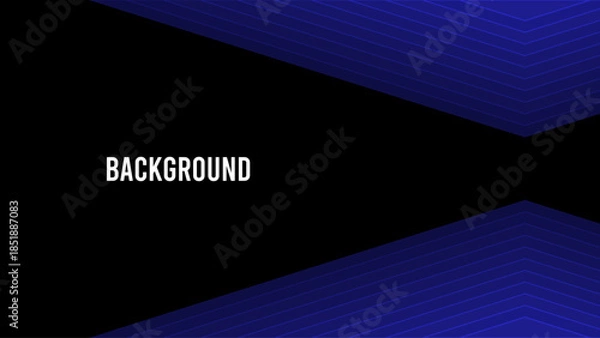 Fototapeta Black abstract background with blue overlay triangular pattern, symmetrical frame	