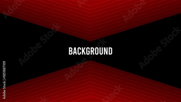 Fototapeta Black abstract background with red overlay triangular pattern, symmetrical frame
