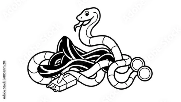 Obraz Snake wrapped around gift with joyful expression