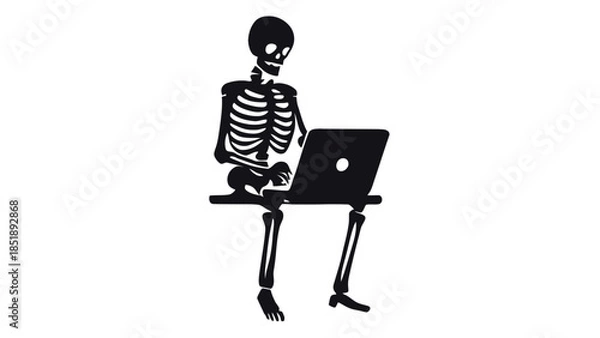 Obraz Skeleton working on laptop computer