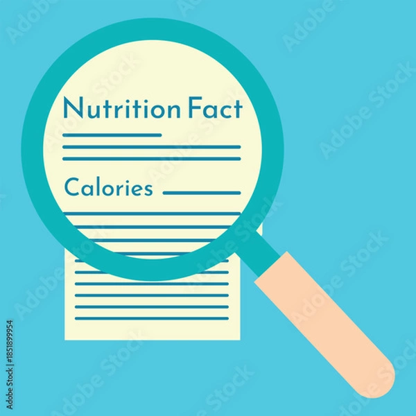 Fototapeta Magnifying Nutrition Facts – Healthy Food Choices and Dietary Information